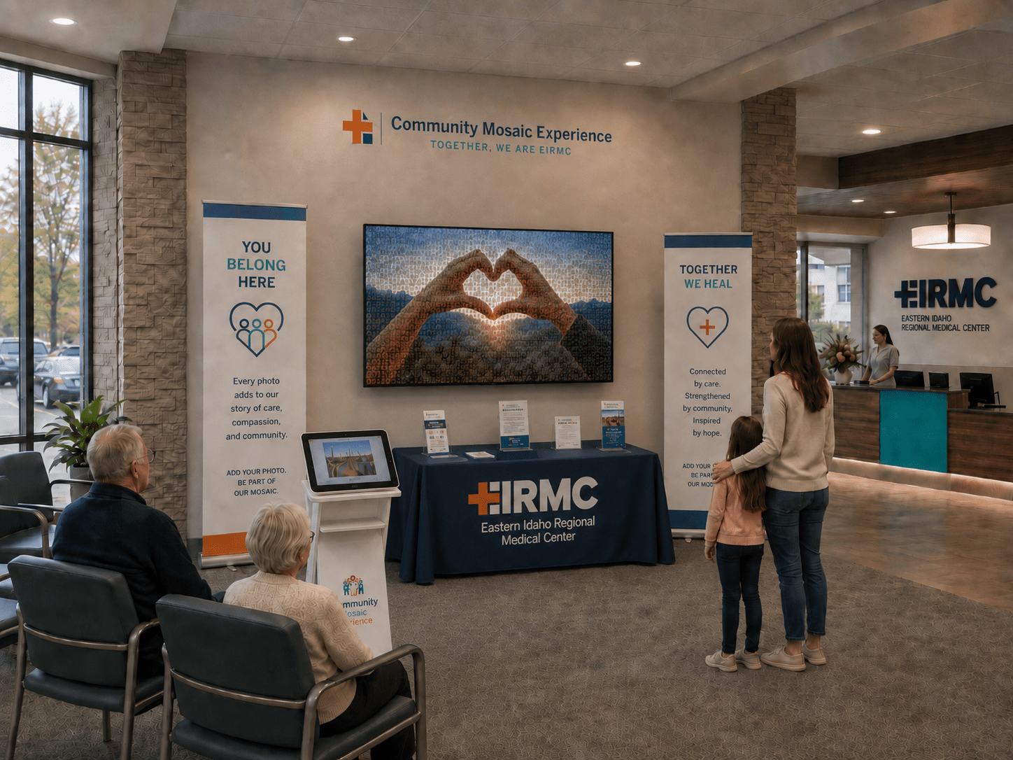 Concept showing a mosaic wall for healthcare inside a medical center