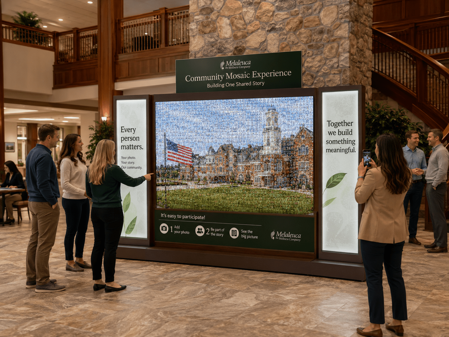 Corporate Community Mosaic Experience concept showing employee and guest participation