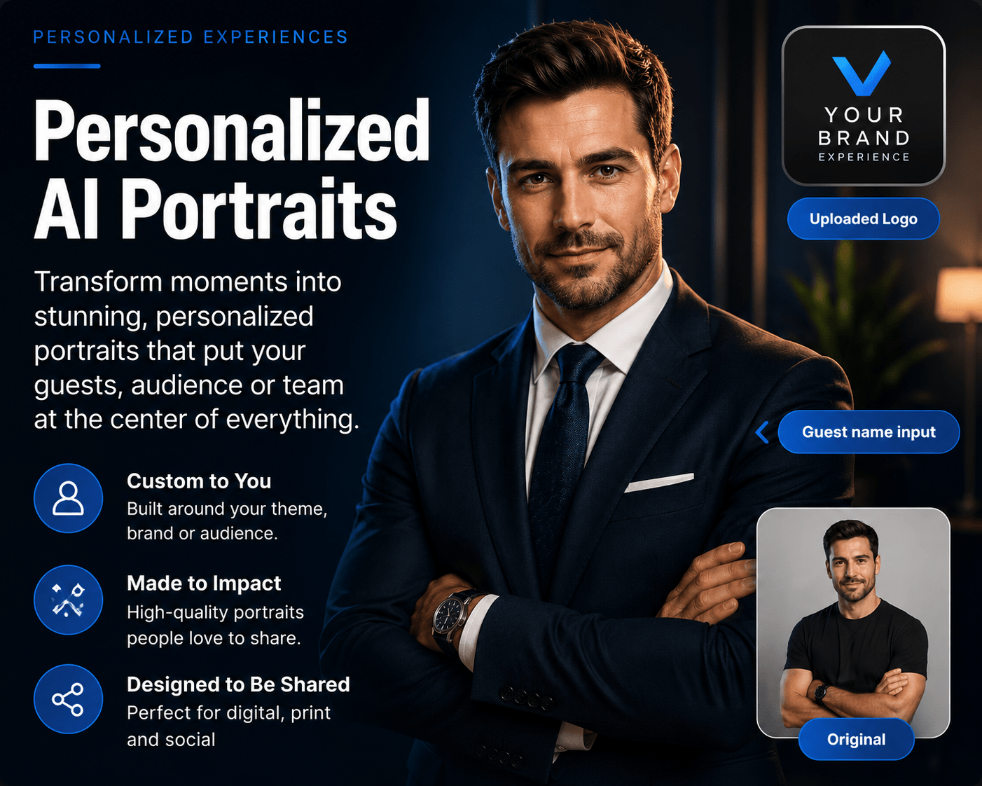 Personalized AI portraits and AI video experience for businesses from Persona AI Studio
