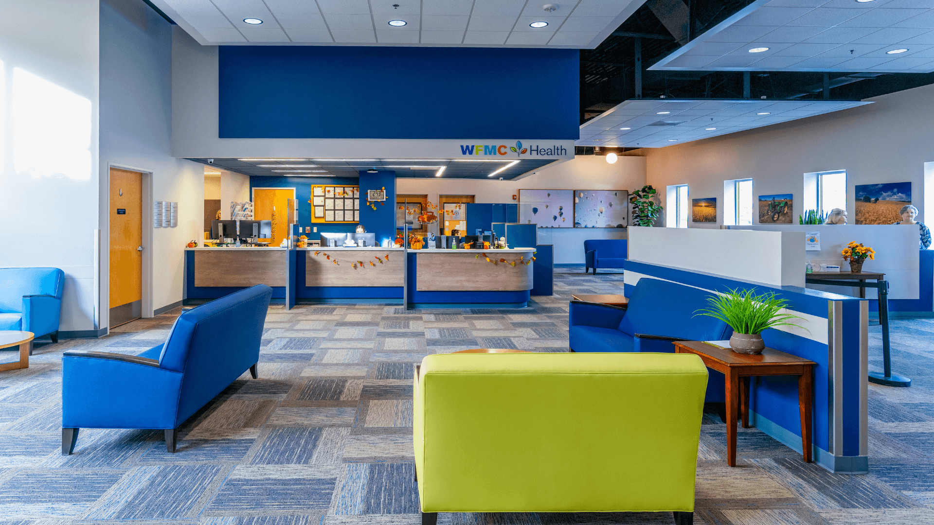 Healthcare lobby suitable for an interactive mosaic wall installation